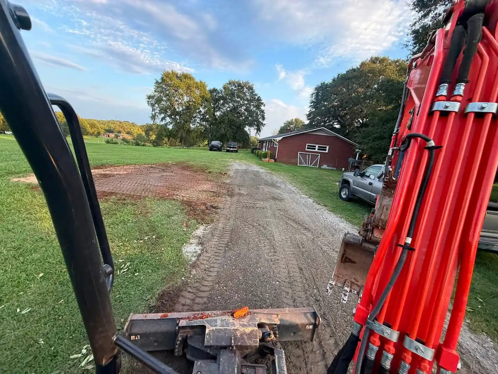 Driveway and lawn cleared after the fallen tree was removed